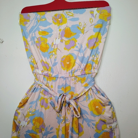 Rachel Pally strapless jumpsuit,pink With yellow flowers,pockets,modal,sz XS. - Picture 3 of 16
